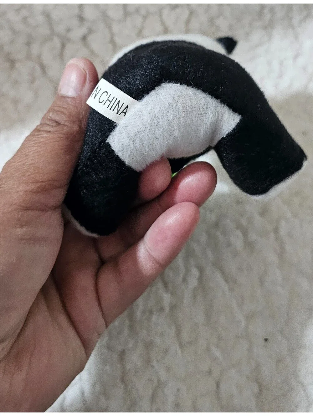 Mini Small Panda Bear Plush Keychain With Bamboo Toy Black & White 4